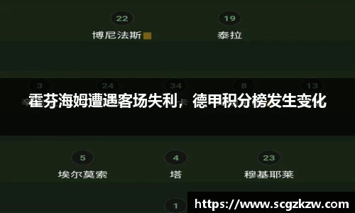 霍芬海姆遭遇客场失利，德甲积分榜发生变化